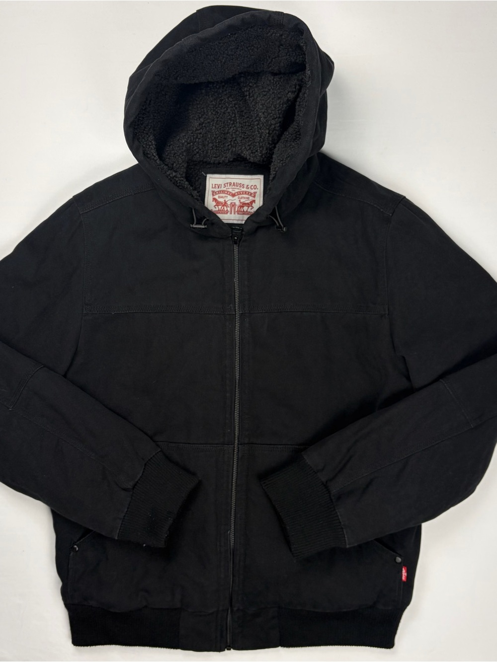 Levi's Black Sherpa-Lined Hooded Jacket Heave canvas